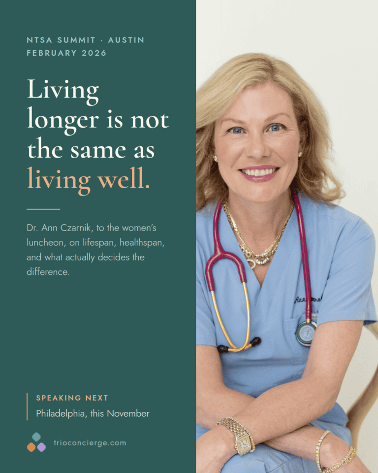 Dr. Ann Czarnik at the NTSA Summit in Austin, February 2026: living longer is not the same as living well